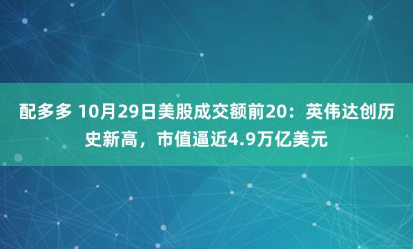配多多 10月29日美股成交额前20：英伟达创历史新高，市值逼近4.9万亿美元